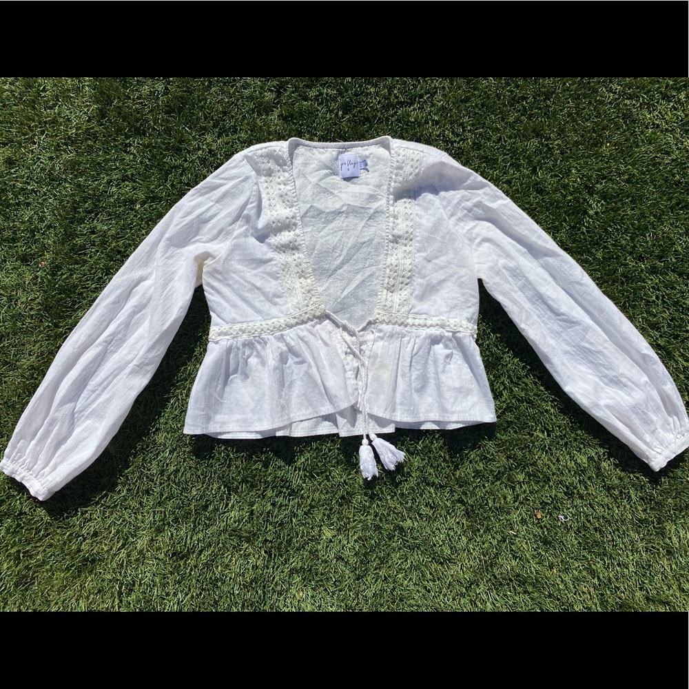 Princess Polly white open tie long sleeve